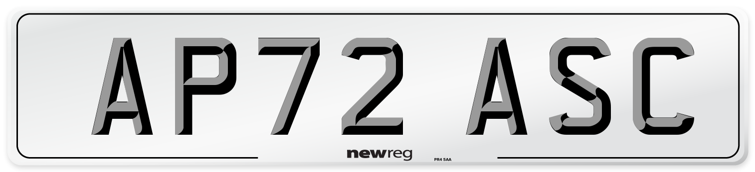 AP72 ASC Number Plate from New Reg